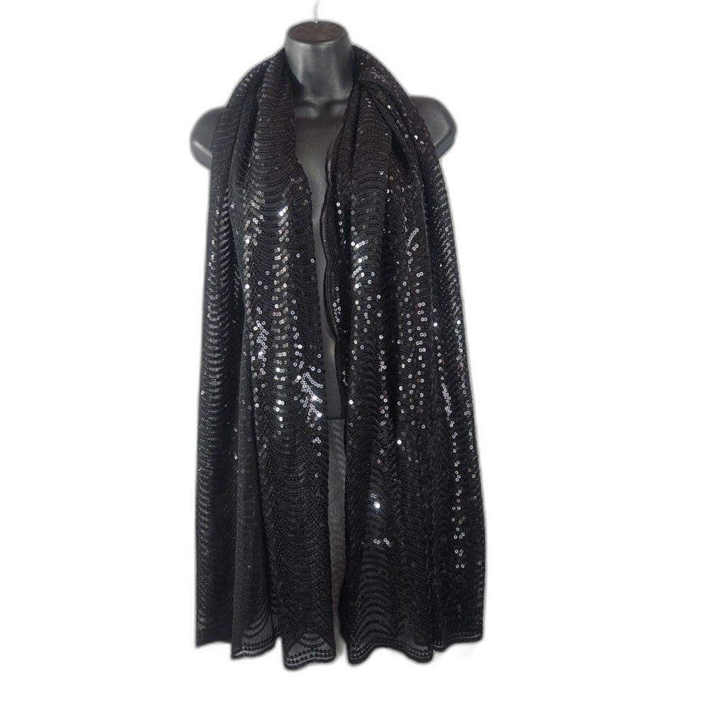 Cejon Black Sequin Rectangular Scarf Eveningwear … - image 1